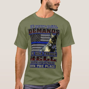 Camiseta K 9 Cachorro Manipulador da Polícia Linha Azul Fi