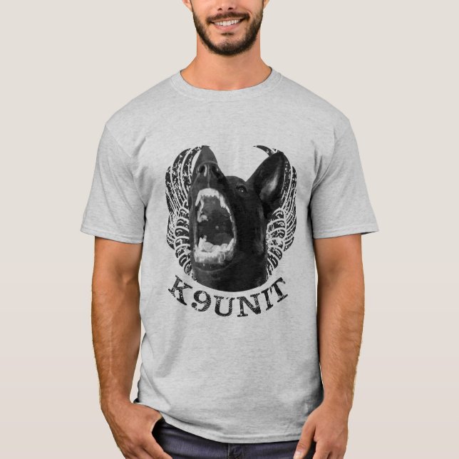 Camiseta K-9 unidade - unidade Malinois do cão de polícia (Frente)