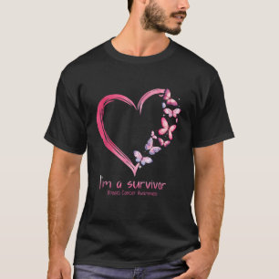 Camiseta K Borboleta Ele É Um Sobrevivente Cancer Da Mama A