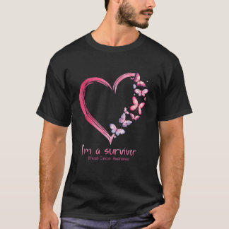 Camiseta K Borboleta Ele É Um Sobrevivente Cancer Da Mama A