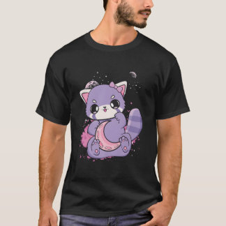Camiseta K Decora Fairy Kei Panda Vermelho Lua Otaku Anime