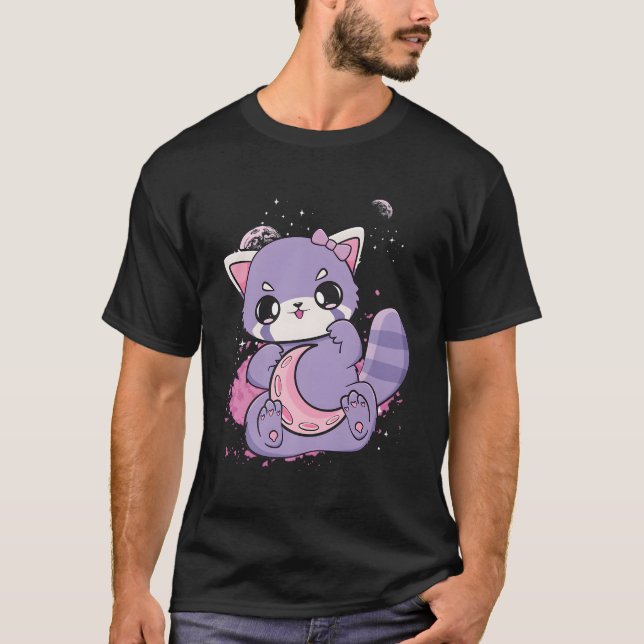 Camiseta K Decora Fairy Kei Red Panda Moon Otaku Anime Nugo (Frente)