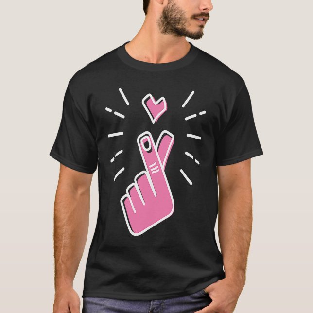 Camiseta K Pop Korean Music Snapping Finger With Heart Kore (Frente)
