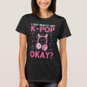 Camiseta K Pop Música Eu Realmente Gosto De Fone De Ouvido 