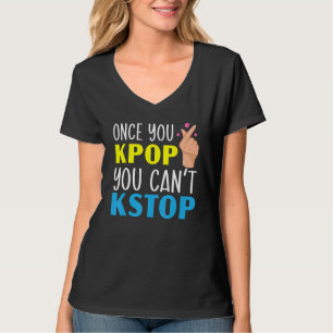 Camiseta K Pop Oppa Música Pop Coreana Coração com os Dedos