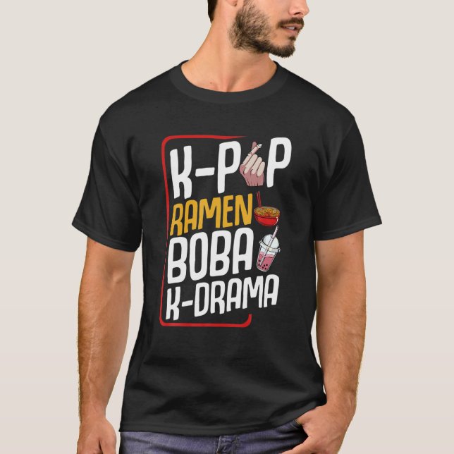 Camiseta K-Pop Ramen Boba K-Drama Hangul Oppa Idol Soba Bub (Frente)