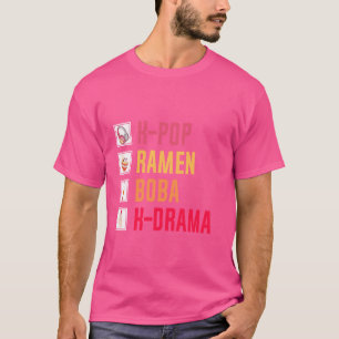 Camiseta K-Pop Ramen Boba K-Drama Música Coreana Coração