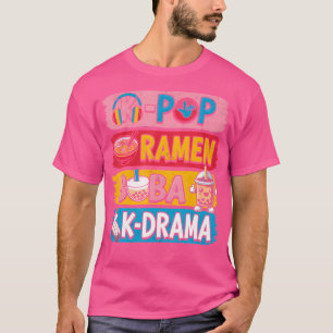 Camiseta K-Pop Ramen Boba Milk Tea K-Drama Cute Kawaii Kore
