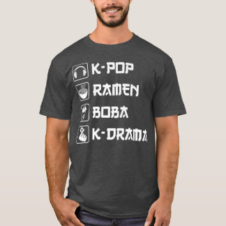 Camiseta K-Pop Ramen Bubble Tea Boba K-Drama Pop coreano Mu