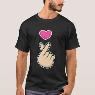 Camiseta K Pop Símbolo de Mão Kpop Heart Coreano Love Music