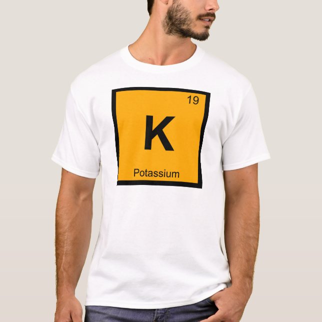 Camiseta K - Símbolo de Mesa periódica da química de potáss (Frente)