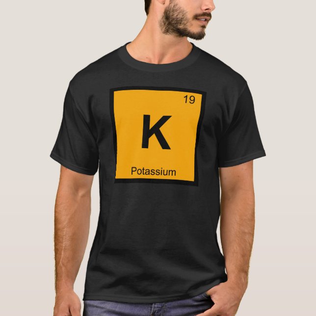 Camiseta K - Símbolo de Mesa periódica de química de potáss (Frente)