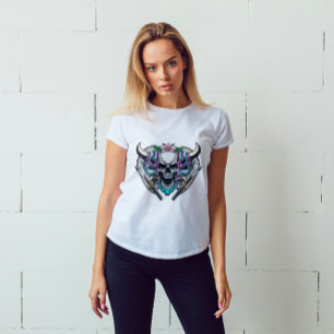 Camiseta Kabuki Oni Máscara e Caveira