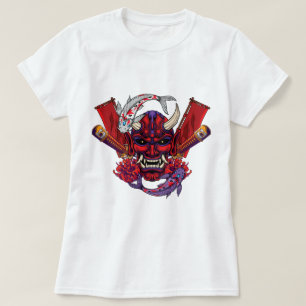 Camiseta Kabuki Oni Mask e Koi Fish