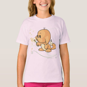 Camiseta Kacheek alaranjado que deseja em um dente-de-leão