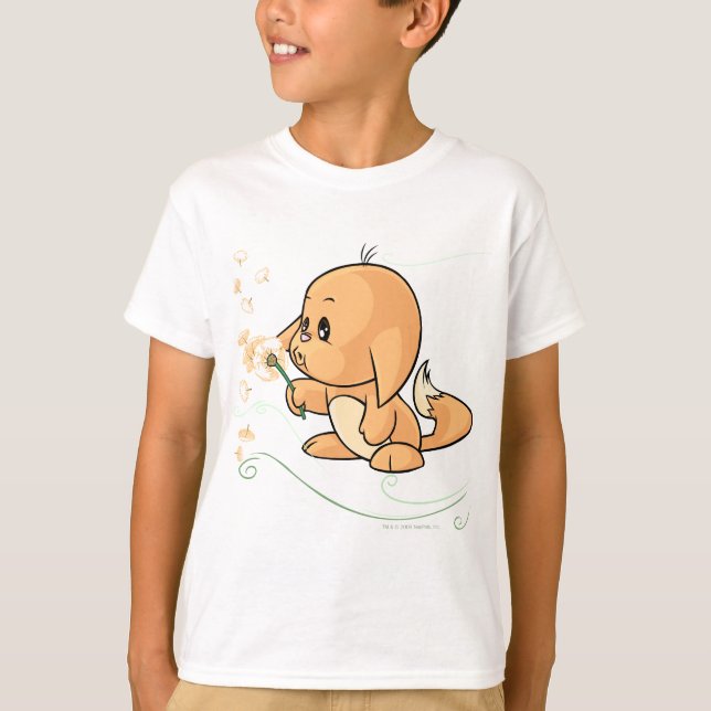 Camiseta Kacheek alaranjado que deseja em um dente-de-leão (Frente)