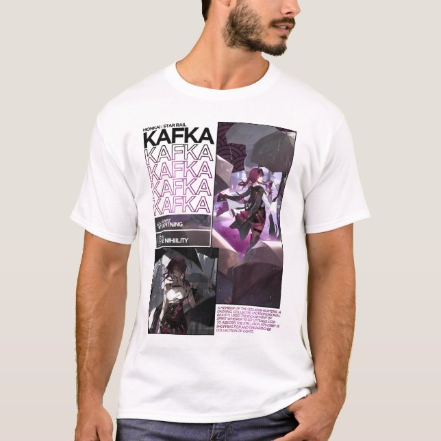 Camiseta Kafka Character Info - Trilho Honkai Star (Frente)