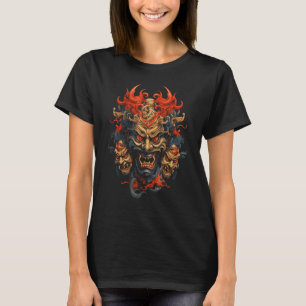 Camiseta Kagura Mask Japonês Oni Mask Japão Art