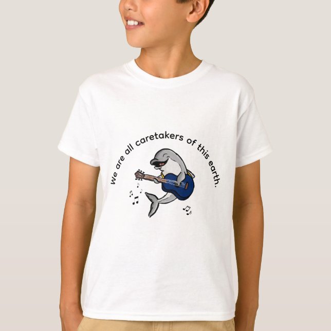 Camiseta Kai Dolphin: Cuidador da Terra para Crian (Frente)