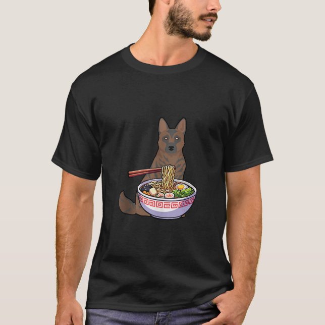 Camiseta Kai Ken Comendo Ramen Japonês Noodles Anime L (Frente)