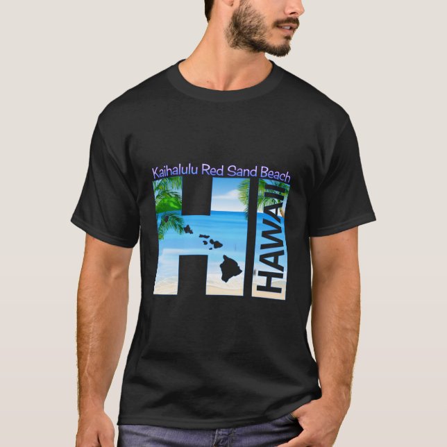 Camiseta Kaihalulu Red Sand Beach Hi Hawaii Aloha State Vac (Frente)