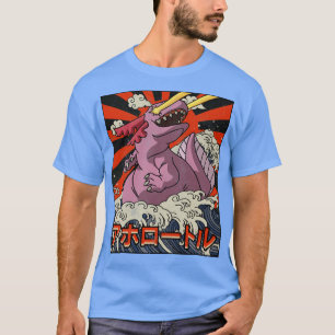 Camiseta Kaiju Axolotl Excelente Wave Off Kanagawa Japonês 