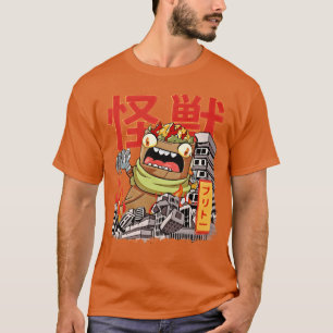 Camiseta Kaiju Burrito Japonês Anime Monstro Meican Comida