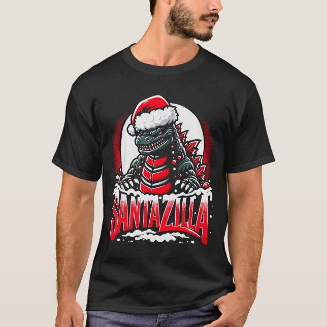 Camiseta Kaiju Christmas Santazilla Japanese Monster Dinosa (Frente)