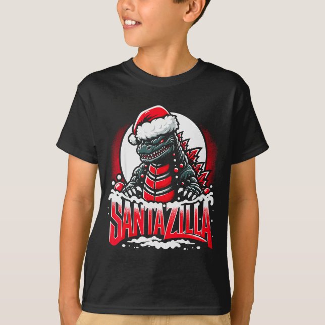 Camiseta Kaiju Christmas Santazilla Japanese Monster Dinosa (Frente)