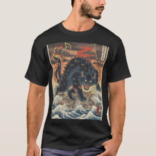 Camiseta Kaiju com Espinhos sobre o Oceano Tempestuoso