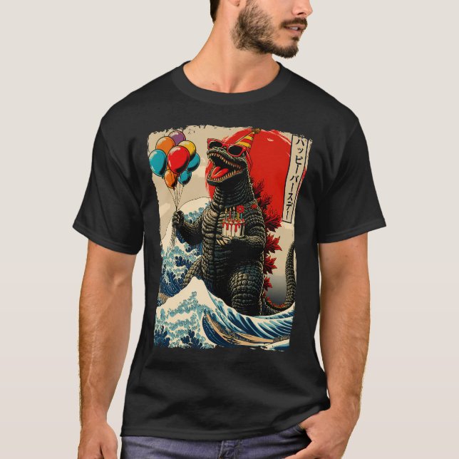Camiseta Kaiju Festa de aniversário Amantes de Arte Japonês (Frente)