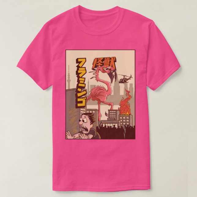 Camiseta Kaiju Flamingo Japonês Monstro Gift (Frente do Design)