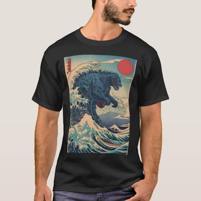 Camiseta Kaiju Monster Japonês Style Art Excelente Wave Off (Frente)