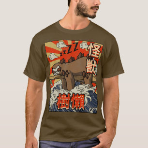 Camiseta Kaiju Sloth Excelente Wave Off Kanagawa Japonês Ka