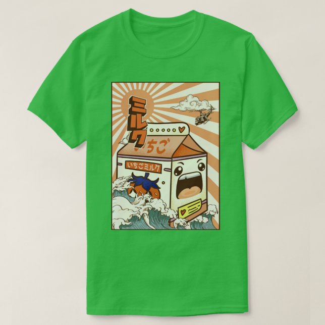 Camiseta Kaiju Strawberry Milk Carton Monster Japonês Prese (Frente do Design)