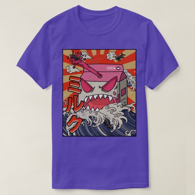 Camiseta Kaiju Strawberry Milk Cartonagem Excelente Wave Of (Frente do Design)