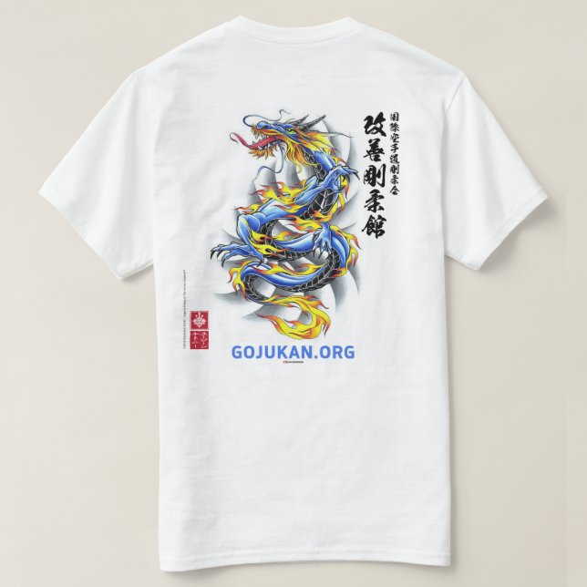 Camiseta Kaizen Gojukan Fiery Blue Dragon T-Shirt (Verso do Design)