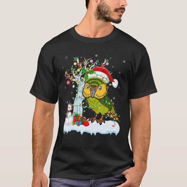 Camiseta Kakapo Bird Xmas Tree Lighting Santa Hat Kakapo Ch (Frente)