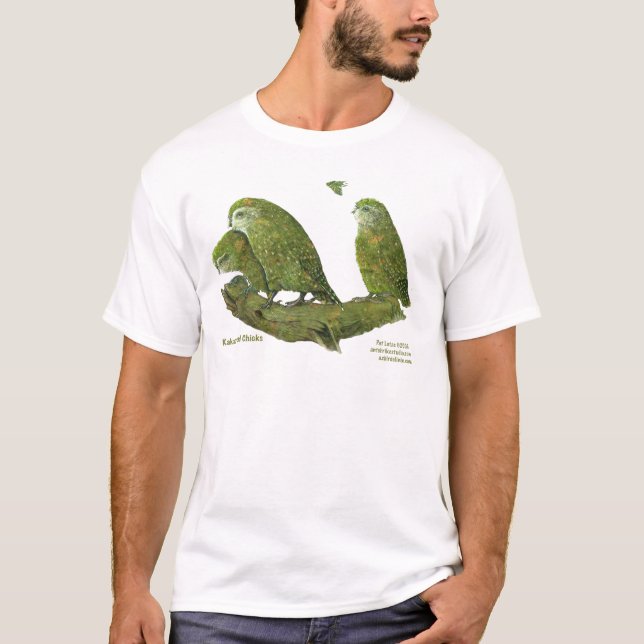 Camiseta kakapo e pintinhos (Frente)