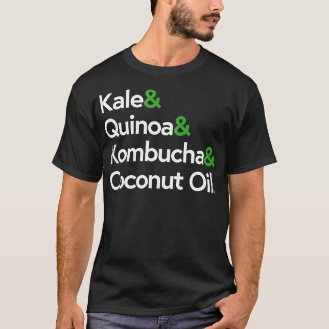 Camiseta Kale Quinoa Kombucha Coconut Oil Healthy Living Gi (Frente)
