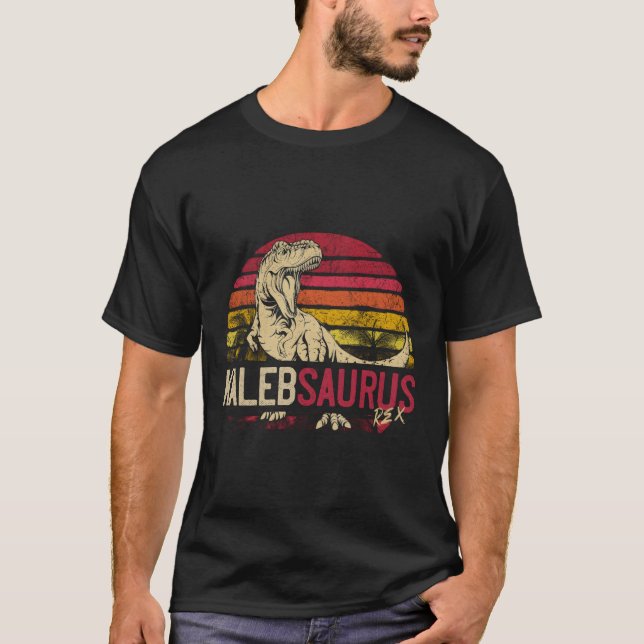 Camiseta Kaleb Saurus Funny Personalizado Dinossauro Person (Frente)