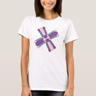 Camiseta kaleidoflower púrpura e rosa