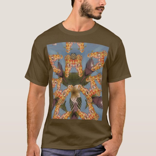 Camiseta Kaleidoscope Girafa Mandala: Arte Safari Abstrato (Frente)