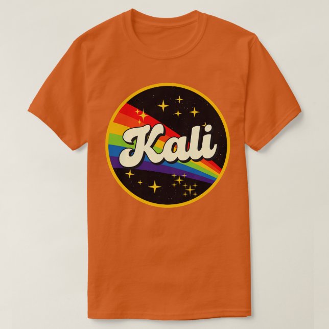 Camiseta Kali Rainbow No Estilo De Vintagem Espacial (Frente do Design)