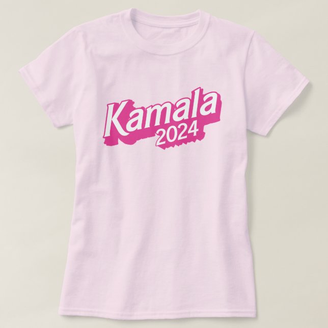 Camiseta Kamala 2024 cor-de-rosa (Frente do Design)