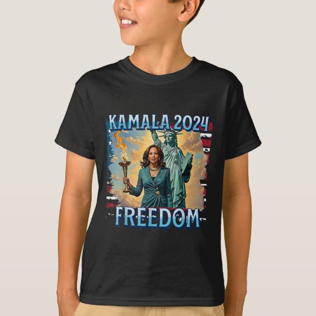 Camiseta Kamala 2024 Para A Campanha Presidencial Lady Libe (Frente)