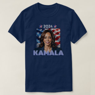 Camiseta Kamala 2024 Vermelho, Branco e Azul