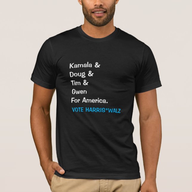 Camiseta Kamala e Doug e Tim e Gwen para a América (Frente)