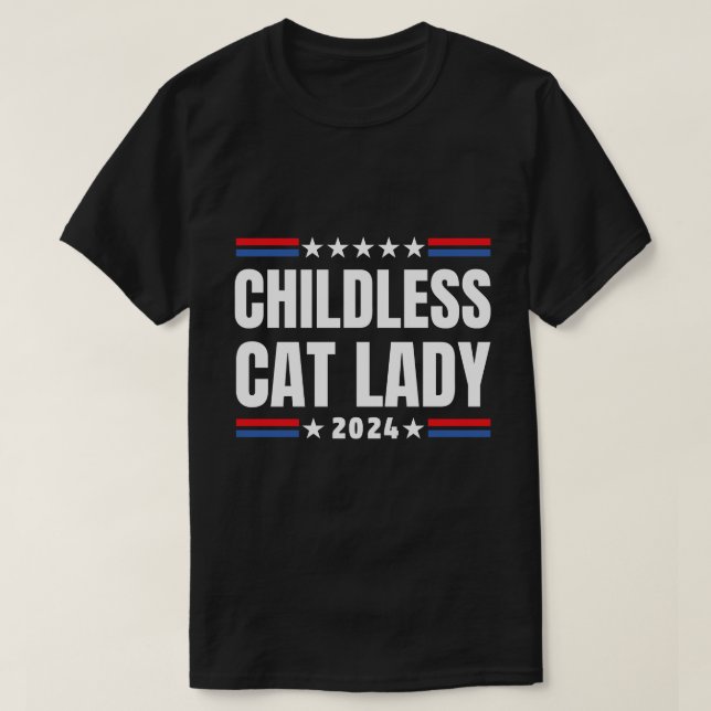 Camiseta Kamala Harris 2024, gata sem filhos (Frente do Design)