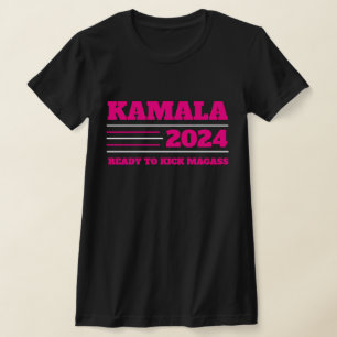 Camiseta Kamala Harris 2024 rosa e branco